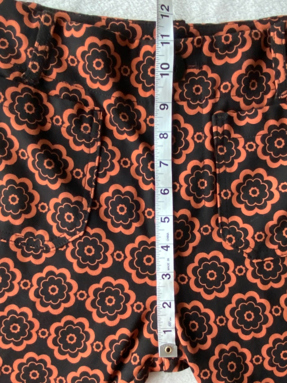 Anthropologie Maeve The Colette Wide-Leg Ponte Pants Black Orange MedallionSz 26 - Picture 16 of 16